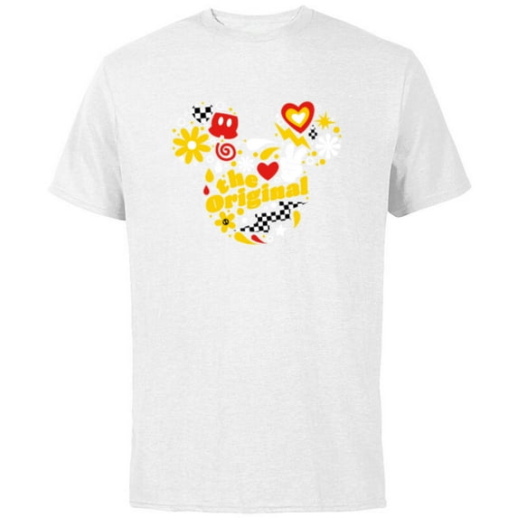 Disney Mickey The Original Retro Pop - Short Sleeve Cotton T-Shirt for Adults - Customized-White