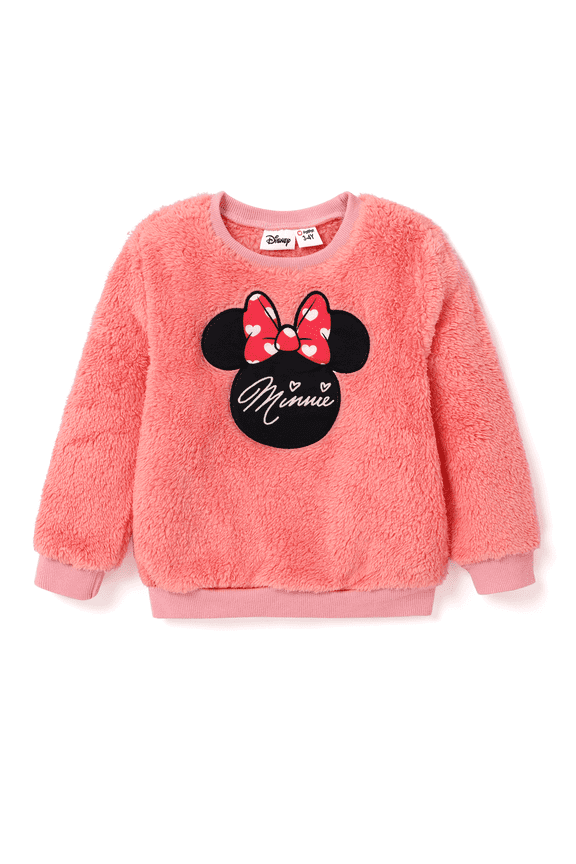Mickey Toddler Girls Sweatshirts Character Graphic Long Sleeve Furry Pullover Tee Sizes 2-6