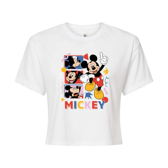 Disney - Mickey Tribute Panels - Juniors Cropped Cotton Blend T-Shirt