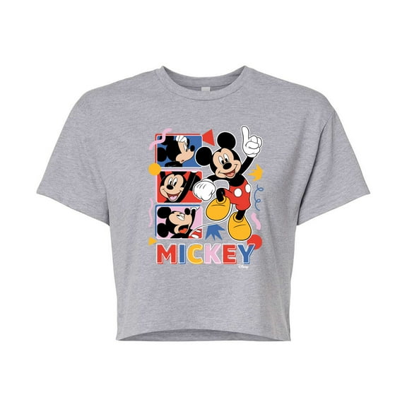 Disney - Mickey Tribute Panels - Juniors Cropped Cotton Blend T-Shirt