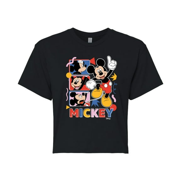 Disney - Mickey Tribute Panels - Juniors Cropped Cotton Blend T-Shirt