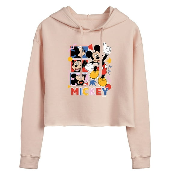 Disney - Mickey Tribute Panels  - Juniors Cropped Pullover Hoodie