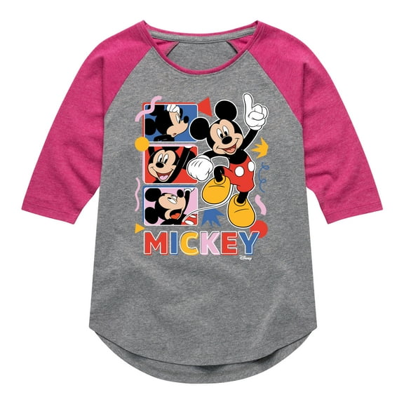 Disney - Mickey Tribute Panels - Toddler & Youth Girls Raglan Graphic T-Shirt