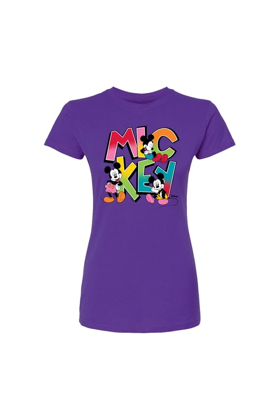 - Mickey Type - Juniors Fitted Short Sleeve Graphic T-Shirt