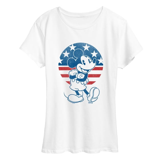 Disney - Mickey USA Flag Circle - Women's Short Sleeve Graphic T-Shirt