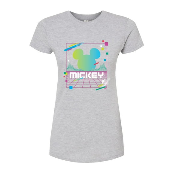 Disney - Mickey Vaporwave Sunset  - Juniors Fitted Graphic T-Shirt