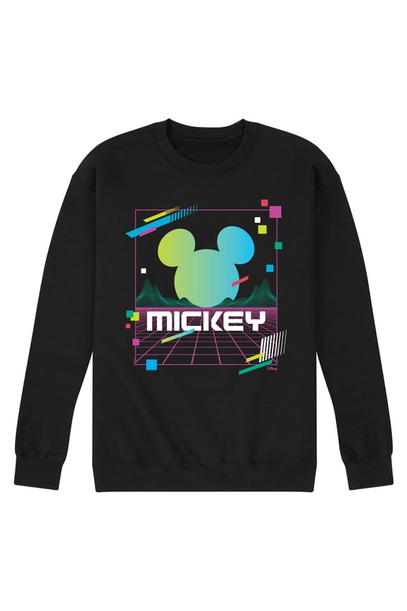 - Mickey Vaporwave Sunset - Men's Crew Neck Fleece Pullover