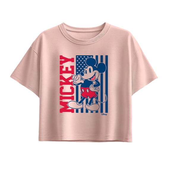Disney - Mickey Vertical Flag - Youth Girls Boxy T-Shirt