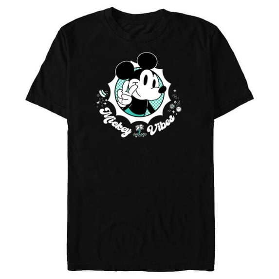 Disney Mickey Vibes Retro Cool - Short Sleeve Blended T-Shirt for Adults - Customized-Black