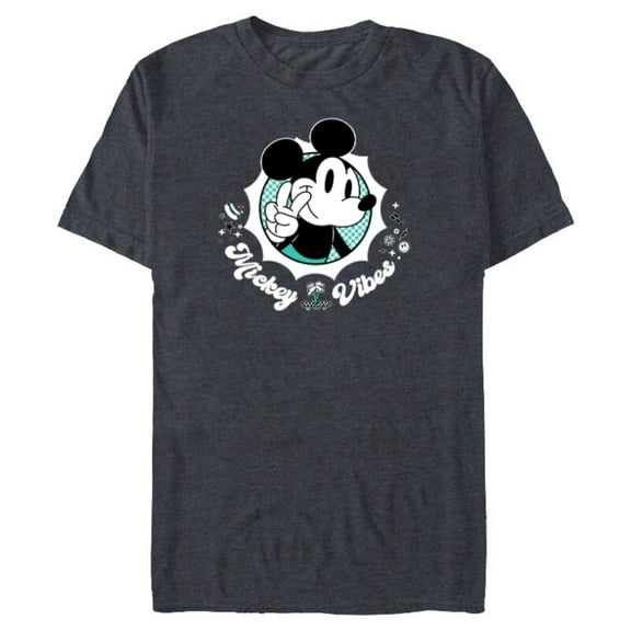 Disney Mickey Vibes Retro Cool - Short Sleeve Blended T-Shirt for Adults - Customized-Navy Heather