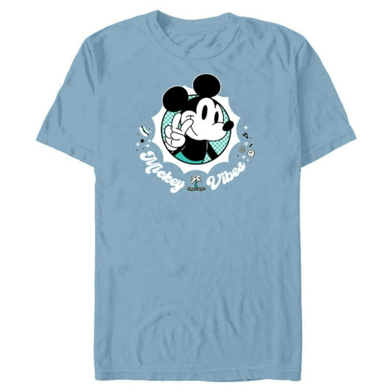 Disney Mickey Vibes Retro Cool - Short Sleeve Blended T-Shirt for Adults - Customized-Ocean Blue