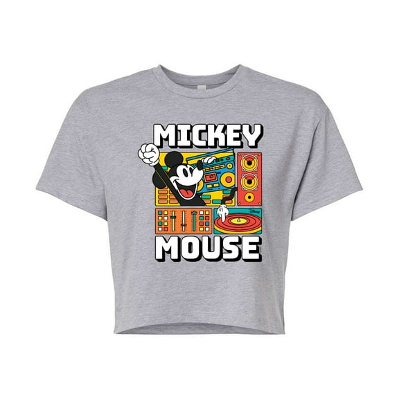 Disney - Mickey Wave Form - Juniors Cropped Cotton Blend T-Shirt