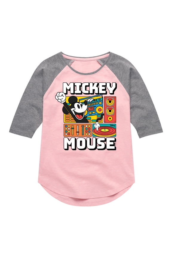 - Mickey Wave Form - Toddler & Youth Girls Raglan Graphic T-Shirt