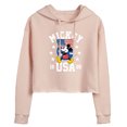 thumbnail image 1 of Disney - Mickey Waving Flag USA - Juniors Cropped Pullover Hoodie, 1 of 5