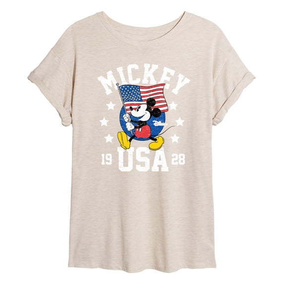 Disney - Mickey Waving Flag USA - Women's Oversized T-Shirt