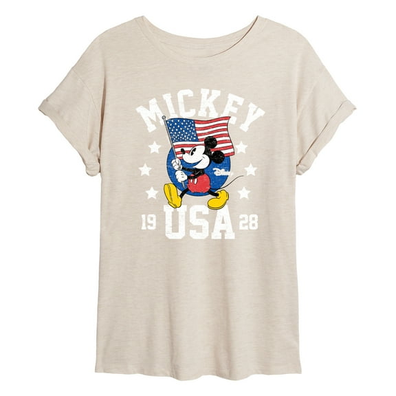 Disney - Mickey Waving Flag USA - Juniors Ideal Flowy Muscle T-Shirt
