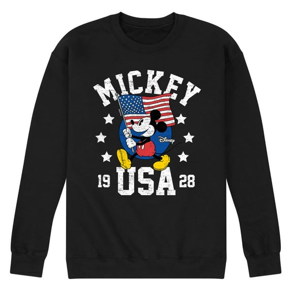 Disney - Mickey Waving Flag USA - Men's Crew Neck Fleece Pullover