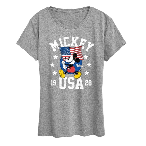 Disney - Mickey Waving Flag USA - Women's Short Sleeve Graphic T-Shirt