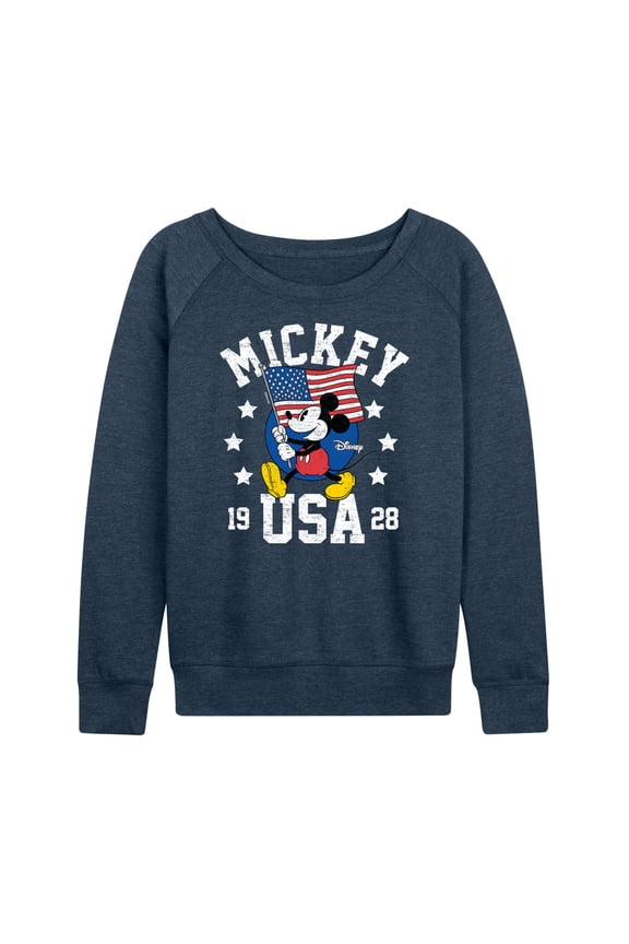 - Mickey Waving Flag Usa - Women's Lightweight French Terry Long Sleeve Shirt