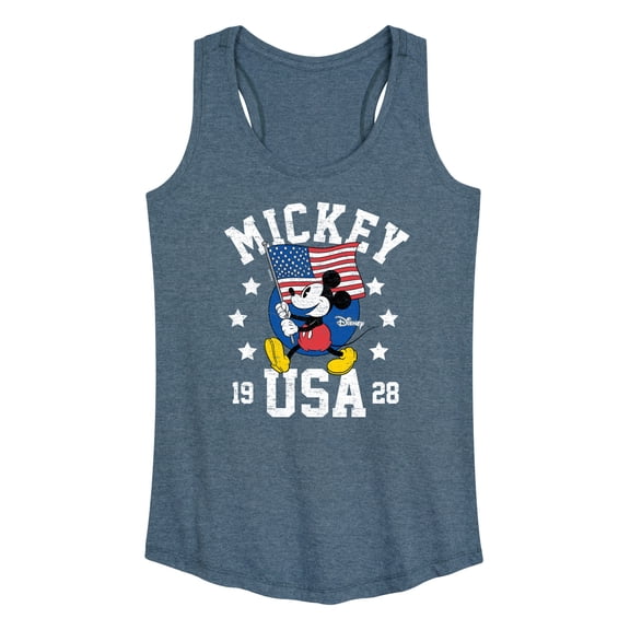 Disney - Mickey Waving Flag Usa - Women's Racerback Tank Top