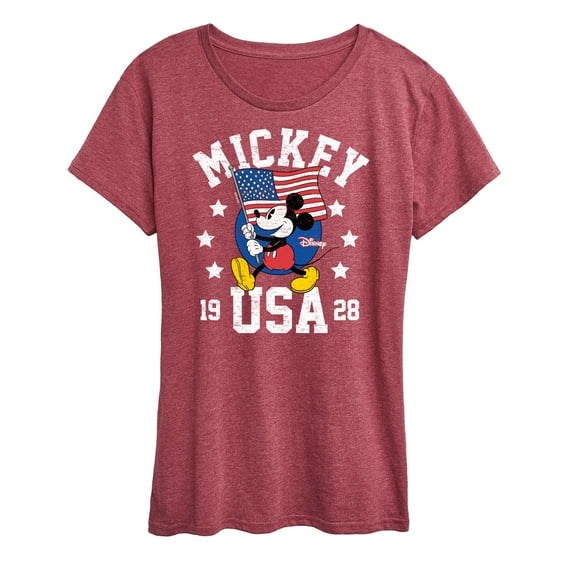Disney - Mickey Waving Flag Usa - Women's Short Sleeve Graphic T-Shirt