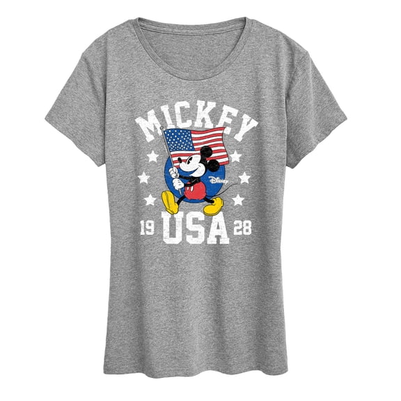 Disney - Mickey Waving Flag Usa - Women's Short Sleeve Graphic T-Shirt
