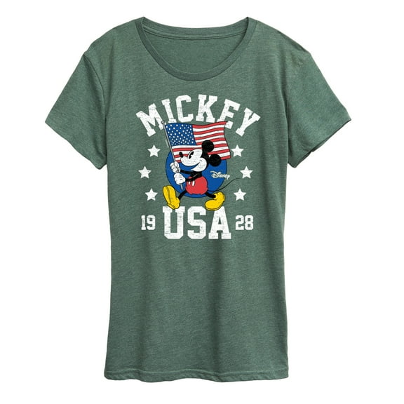 Disney - Mickey Waving Flag Usa - Women's Short Sleeve Graphic T-Shirt
