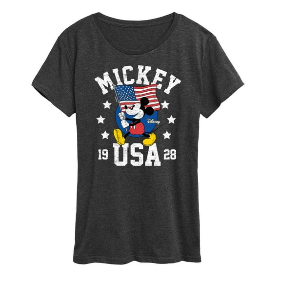 Disney - Mickey Waving Flag Usa - Women's Short Sleeve Graphic T-Shirt