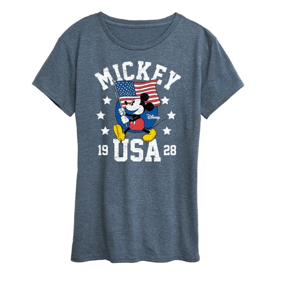 Disney - Mickey Waving Flag Usa - Women's Short Sleeve Graphic T-Shirt