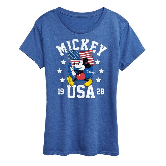 Disney - Mickey Waving Flag Usa - Women's Short Sleeve Graphic T-Shirt