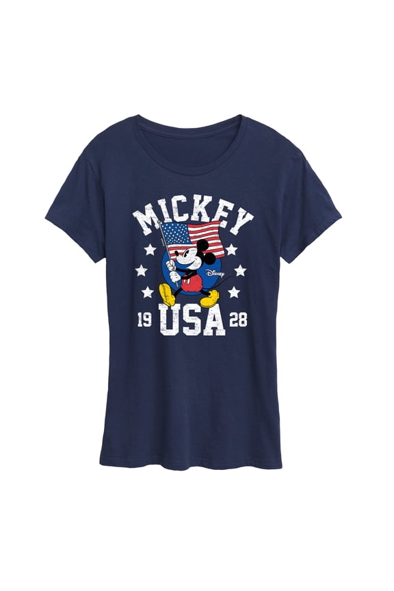 - Mickey Waving Flag Usa - Women's Short Sleeve Graphic T-Shirt