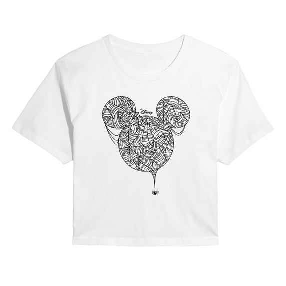 Disney - Mickey Web Head - Juniors Cropped Graphic T-Shirt