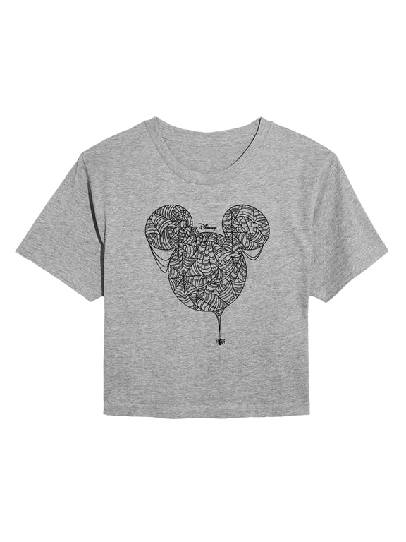 - Mickey Web Head Women's Cropped Graphic T-Shirt