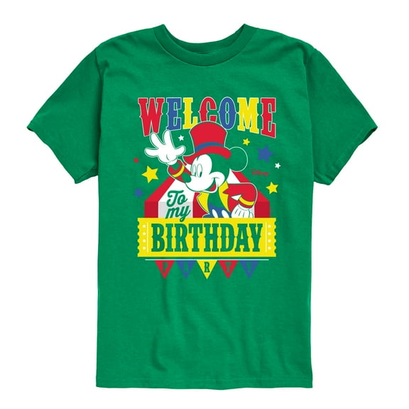 Disney - Mickey - Welcome To My Birthday Party - Toddler & Youth Short Sleeve Graphic T-Shirt