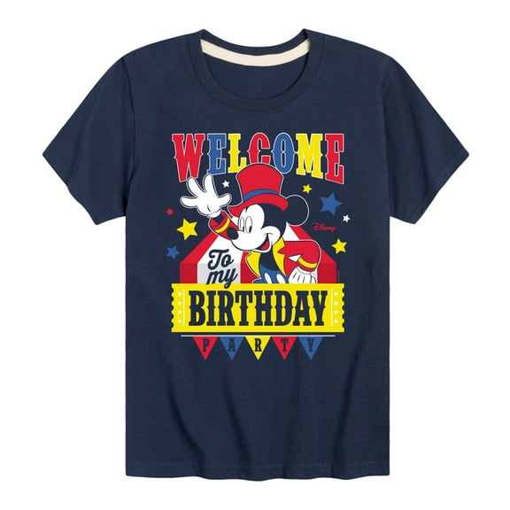 Disney - Mickey - Welcome To My Birthday Party - Toddler & Youth Short Sleeve Graphic T-Shirt