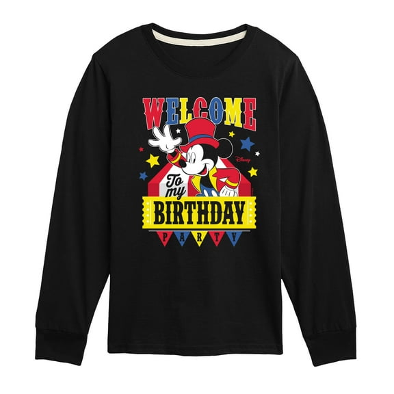 Disney - Mickey - Welcome To My Birthday Party - Youth Long Sleeve Graphic T-Shirt