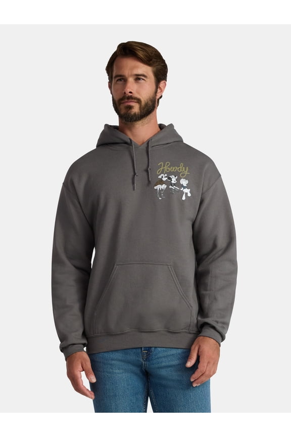 Disney Mickey Mouse Men's and Big Men's Wild Crew Graphic Fleece Hoodie, Sizes S-3XL