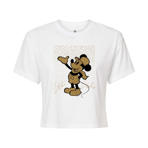Disney - Mickey Winter Wishes - Juniors Cropped Short Sleeve Graphic T-Shirt