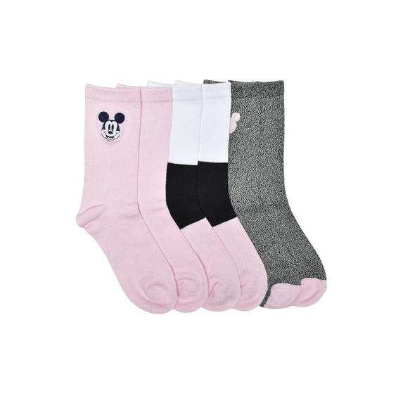 Disney Mickey Women's' 3-Pack Crew Socks, Shoe Size 4-10