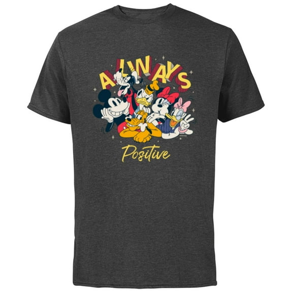 Disney Mickey and Friends Always Positive - Short Sleeve Cotton T-Shirt for Adults - Customized-Charcoal