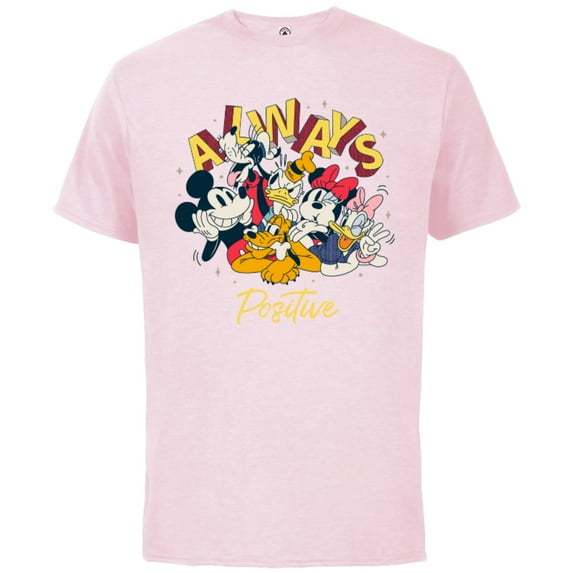 Disney Mickey and Friends Always Positive - Short Sleeve Cotton T-Shirt for Adults - Customized-Soft Pink