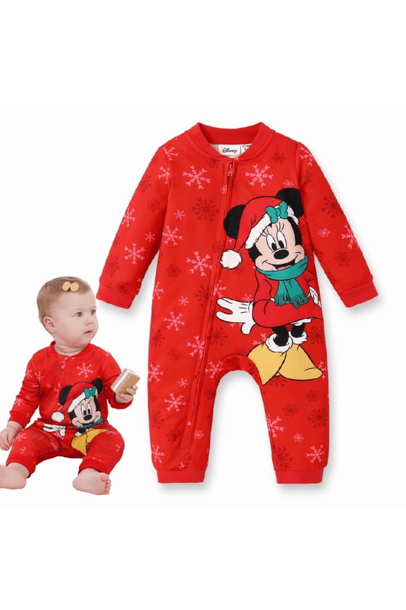 Mickey and Friends Baby Jumpsuit Zip Up Design Christmas Character Prints Sizes 0-24 Months