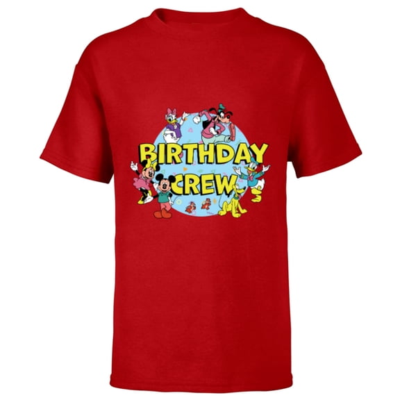 Disney Mickey and Friends Birthday Crew Party Matching - Short Sleeve T-Shirt for Kids - Customized-Red