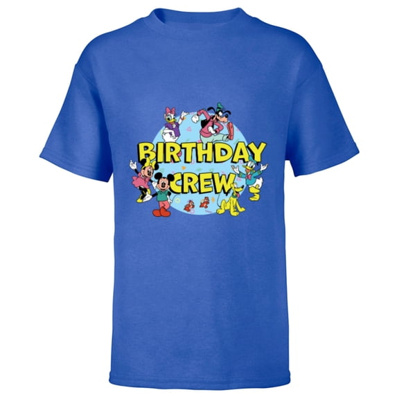 Disney Mickey and Friends Birthday Crew Party Matching - Short Sleeve T-Shirt for Kids - Customized-Royal