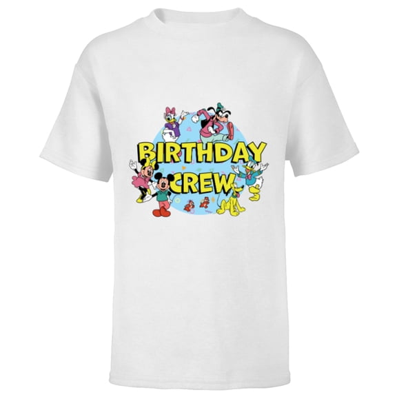 Disney Mickey and Friends Birthday Crew Party Matching - Short Sleeve T-Shirt for Kids - Customized-White