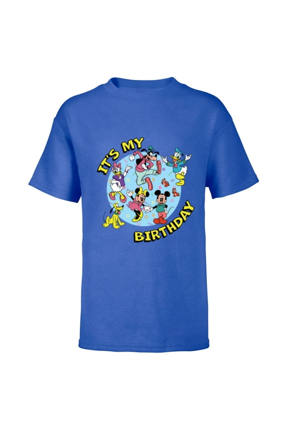 Mickey and Friends Birthday Party It’s My Birthday - Short Sleeve T-Shirt for Kids - Customized-Royal
