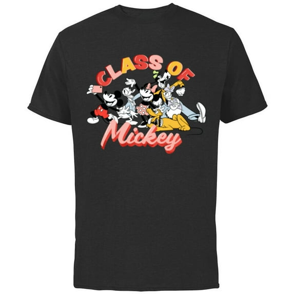 Disney Mickey and Friends Class of Mickey Graduation - Short Sleeve Cotton T-Shirt for Adults - Customized-Black