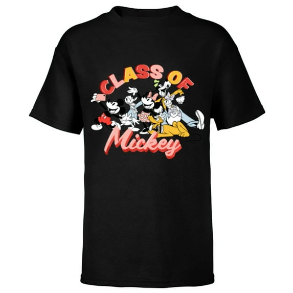 Disney Mickey and Friends Class of Mickey Graduation - Short Sleeve T-Shirt for Kids - Customized-Black