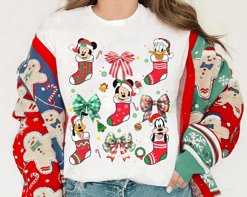 Disney Mickey and Friends Coquette Bows Christmas Costume TShirt