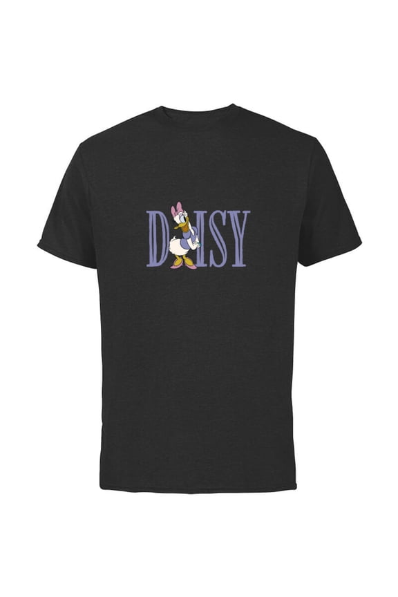 Mickey and Friends Daisy Duck Lettering Classic - Short Sleeve Cotton T-Shirt for Adults - Customized-Black